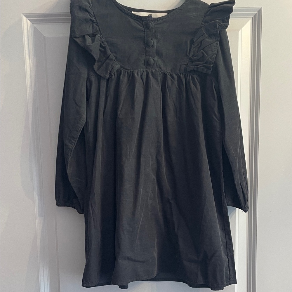 H&M Black Ruffle Yoke Long Sleeve Dress - Girls